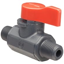Asahi America Labcock PVC Ball Valve, Inline, Unibody, Lever, 1/4" NPT Male