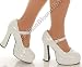 DOL50 by Pleaser Sexy 5 Chunky Heel White Mary Jane Platform Shoes