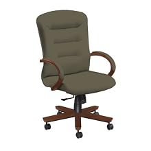 National Office Furniture Remedy High Back Executive Wood Office Chair, Amber Cherry, Grey Faux Leather