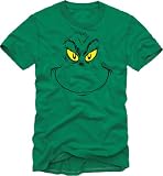 Dr. Seuss Big Grinch Face Green Adult T-shirt Tee