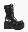 3-1/2 Inch Trendy Gothic Shoes Black Ankle Boot Lace Up Black
