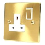 SATIN BRASS 1 GANG SWICTHED 13 AMP SOCKET C409BBW