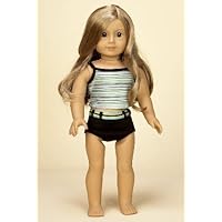 Black Tankini with Striped Top. Fits 18 Dolls like American Girl®
