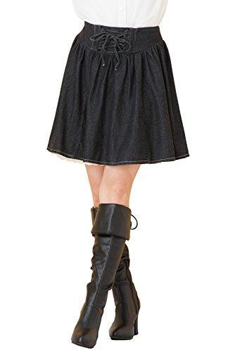 (Goldjapan)ゴールドジャパン 大きいサイズ レディース ペチパンツ付きデニムスカート ジーンズ フレア スカート フォーマル ミニスカート ミニ 膝上 ひざ上 結婚式 二次会 入学式 入園式 カジュアル エレガント きれいめ 美脚 g-s8038