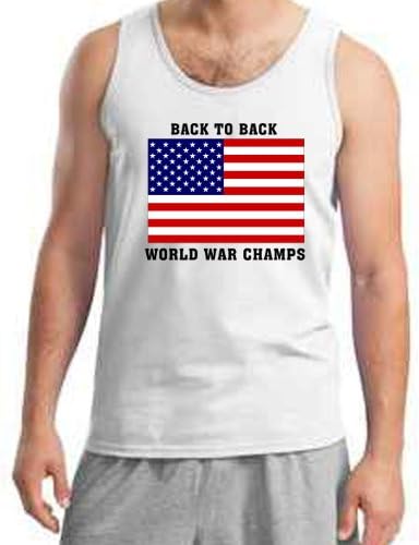 USA Back To Back World War Champs Mens Tank (Large, White)