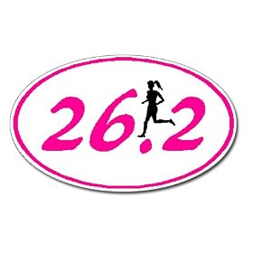 26.2 Marathon GIRL Runner Euro Oval Car Decal / Sticker