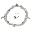 Sterling Silver Anklets Toe Ring Pair 9.75 inches (anklt566)