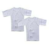 Luvable Friends Preemie 2-Pack Long Sleeve Side Snap Shirts, White
