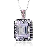 IMAGE OF Natural Pink Tourmaline and Amethyst Necklace in 14k White Gold, 4.25 cttw, Certificate of Authenticity