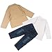 Lisli 3Pcs Baby Infant Toddler Boys Long Sleeve Shirt+Pant+Coat Overall Outfit Set (2T, Camel)