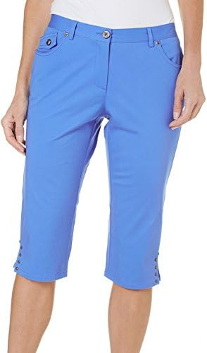 Hearts of Palm Petite La Vie Boheme Solid Capris 14P Blue