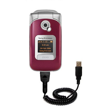Coiled Power Hot Sync and Charge USB Data Cable w/ Tip Exchange for the Sony Ericsson z530c - Gomadic Brand