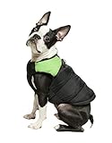 Gooby Padded Cold Weather Vest for Small Dogs with Safe Fur Guard Zipper Closure, Green, Medium