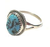 Sterling Silver Turquoise Ring Sz 8.5 Made By Native American Navajo Artisan