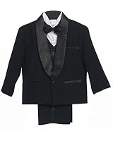 Black Boys & Baby Boy Tuxedo Special occasion suit, Complete Set, Jacket, Shirt, Vest & Pants, Bowtie