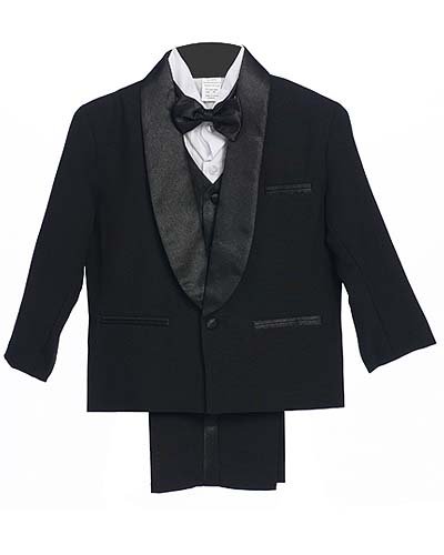 Black Baby Boy  Boys Tuxedo suit Set Jacket Shirt Vest  Pants BowtieB003R1MUQG 