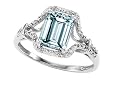1.52 cttw 14k Gold Genuine Emerald Cut Aquamarine and Diamond Ring - 14kt White or Yellow Gold