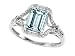 1.52 cttw 14k Gold Genuine Emerald Cut Aquamarine and Diamond Ring - 14kt White Gold