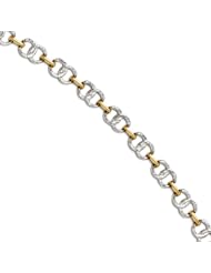 Leslies 14k w/ Rhodium Diamond-cut Bracelet Length 7"