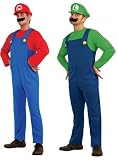 Fancy Dress Accessories - Official Licensed Super Mario & Luigi Double Act Costumes (Adults Large)