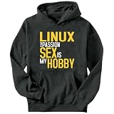 Linux Is My Passion, Sex Is My Hobby Hobbies Mens Hoodie (Dark Silver, Size X-Small)