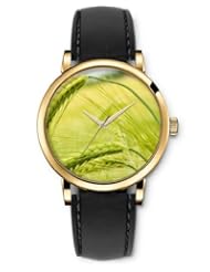 SPRAWL Aanalog Fashion Series Gold Ladies Watches of Genuine Black Leather Strap,Unique Wrist Watch for Women Girls Designed with wheat