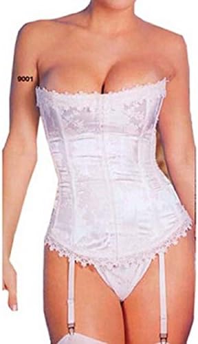 GAPX Womens Sexy White Corsets Satin Set Womens Lingerie Bridal L