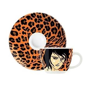 Espresso Coffee Mug and Saucer Set, My Little Darling, Leopard Face, Coffee Mug Set in Gift Box