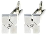 Modisch 9 Karat (375) Weißgold Herren - Diamant Manschettenknöpfe Brillant-Schliff 0.02 Karat I-I1 - 15mm*11mm