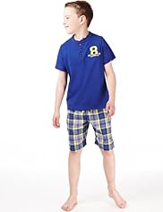 Pure Cotton Henley Neck Checked Short Pyjamas