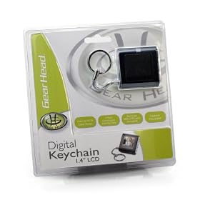 Gear Head 1.4-Inch Digital Keychain (Black & Silver)