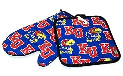 University of Kansas Mitt Potholder Set KU Jayhawks Logo for Kitchen Tailgating Barbecue or Outdoor Cooking POT HOLDER SET GIFT IDEA