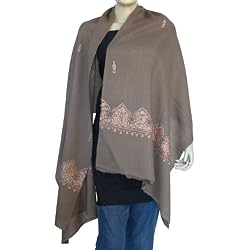 Neck Wrap Stoles Wool with Brown Thread Embroidery 80 x 27 inches (esrf061)