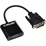Cyelee DVI-D to VGA Converter - Black MALE to FEMALE with 3.5mm Audio Cable for DVI Enabled Systems to Connect to VGA Displays