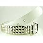 3 Row Pyramid Studded White Belt - Large 36"-40"