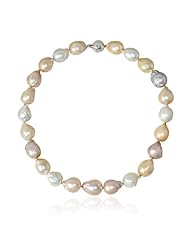 Multi-colored Freshwater Baroque Pearl 14k White Gold Necklace
