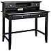 Home Styles Bedford Black Student Desk and Hutch with Hardwood Solids, Two Utility Drawers, Brushed Satin Chrome Hardware, Open Storage Area, Wire Management, and Black Finish