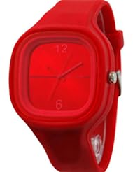 Unisex Colorful Jelly Silicone Fashion Sport Quartz Wrist Watch (Red)