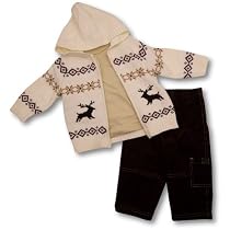 Good Lad Infant Boys Cream Hooded Sweater Set ~ Reindeer