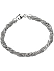 Silver Rhodium Plated 7.50" 6mm Round Twisted Multi Strand Wheat And Diamond Cut Bead Like Link Bracelet With Pear Shape Clasp