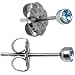 Titanium 3mm Blue Crystal Stud Earrings