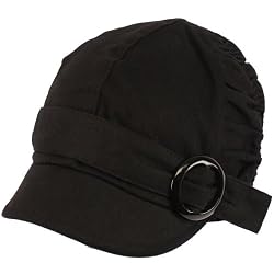 Cotton Newsboy Cabby Adjustable Buckle Cap Hat Black