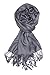 Achillea Large Soft Silky Pashmina Shawl Wrap Scarf in Solid Colors (Dark Grey)