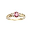 14K Yellow Gold 0.01 ct. Diamond and 1/2 ct. Oval Shaped Pink Topaz Ring