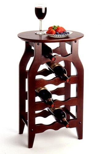 Espresso Oval Top 8 Wine Bottle Rack & Serving Table