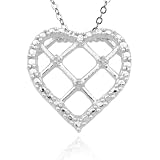 Sterling Silver Diamond Accent Open Heart Pendant, 18