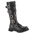 MENS Black Leather Knee High Boot 20 Eyelet 5 Strap Gothic Punk Boot Steel Toe