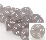 Frosted Polyhedral 16mm Light Smoke/white d10 Dice