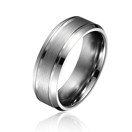Will Queen 8mm Matte Beveled Tungsten Carbide Rings Comfort Fit Tungsten Wedding Bands Anniversary Ring