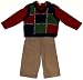 BT Kids Box Sweater Vest With Red Turtleneck And Khaki Corduroy Pants